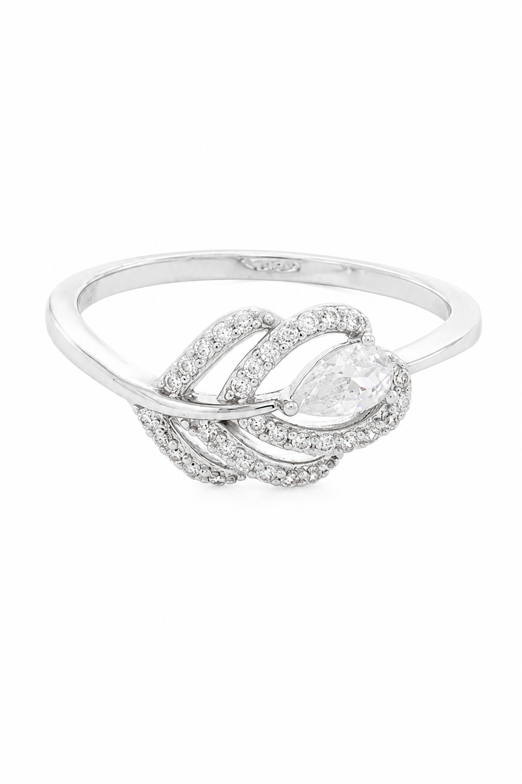 Pear-Cut CZ Swirl Pavé Ring