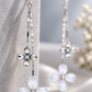 Silver Flower Long Drop Earrings