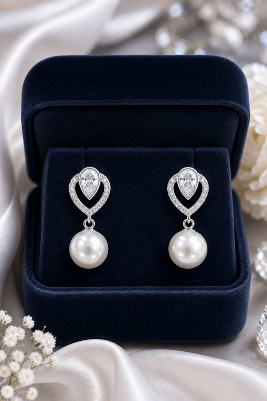 Silver Pear-Cut Earrings