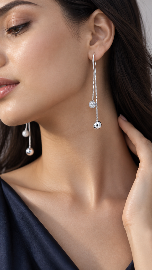 Double Ball Chain Drop Earrings