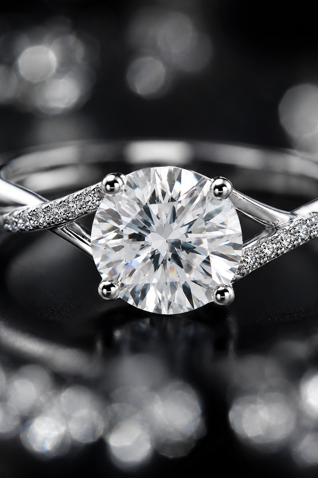 Round Solitaire Twist Band Ring