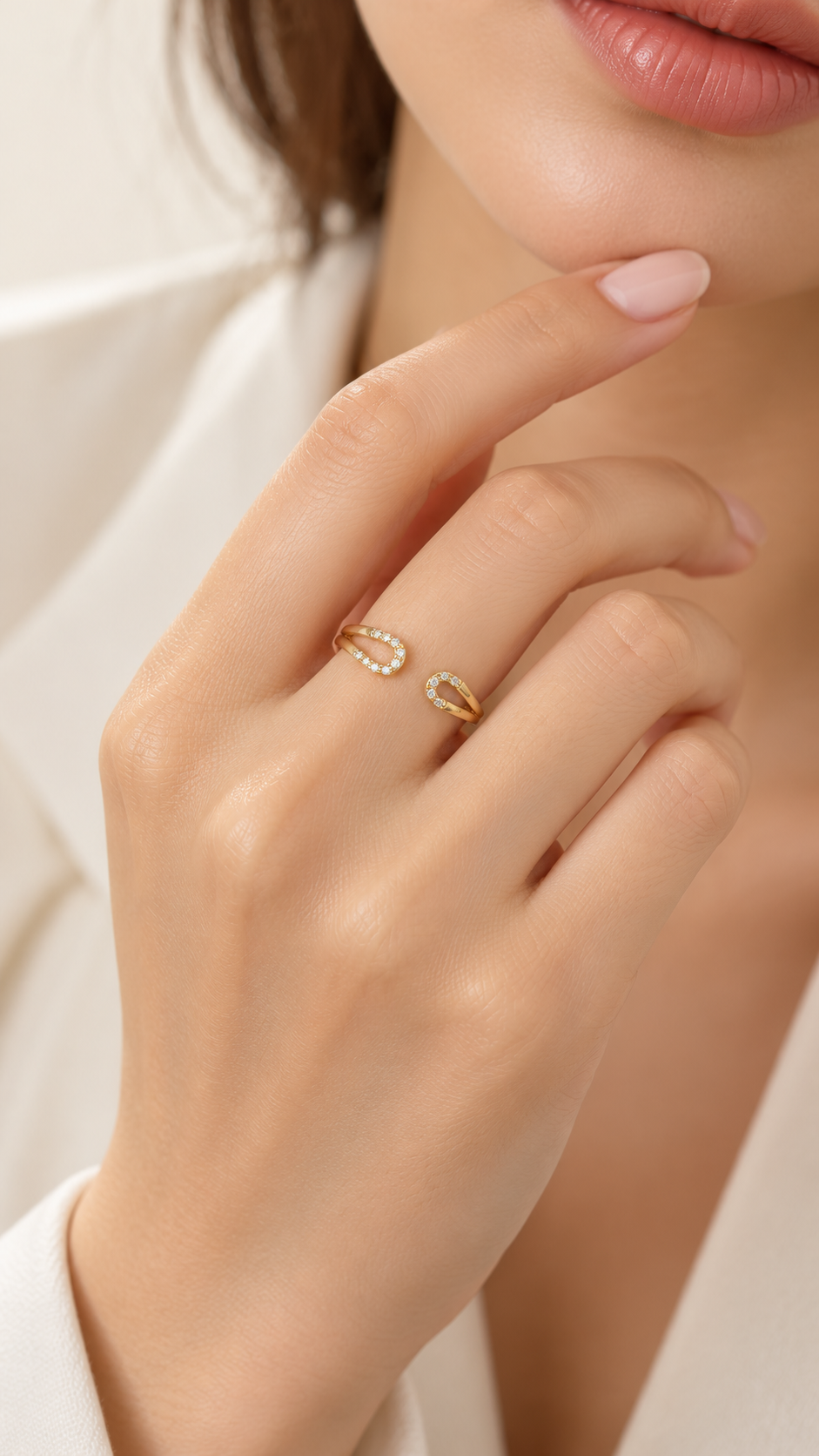 Gold CZ Open Twist Ring