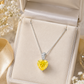 Elegant Silver Yellow Heart Crystal Pendant Necklace