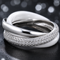 Triple Band White Ceramic Interlocking Ring