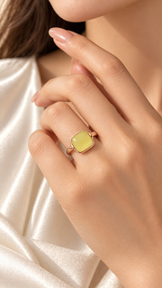 Rose Gold Yellow Cushion Stone Ring
