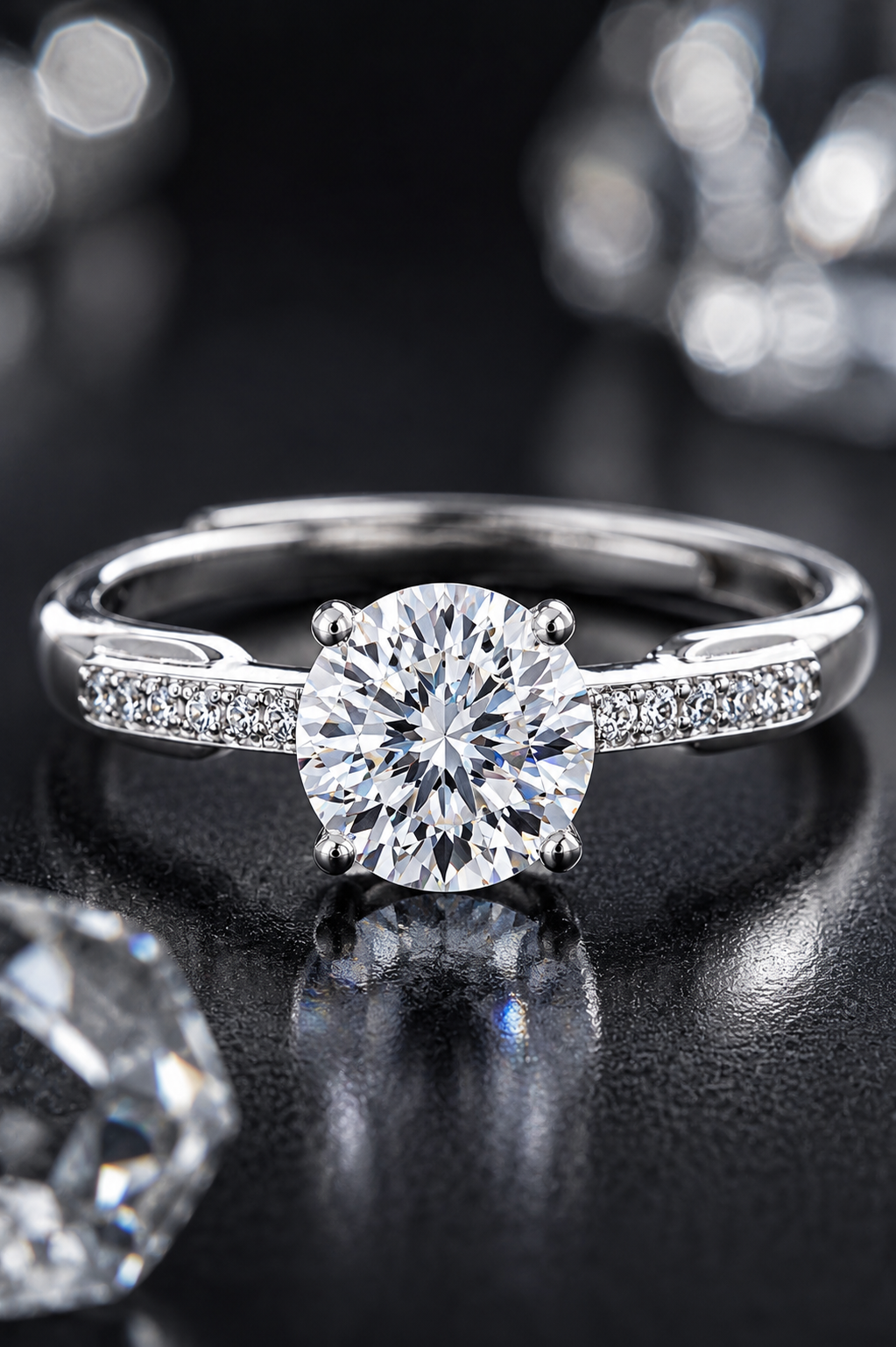 Round Solitaire Adjustable Ring