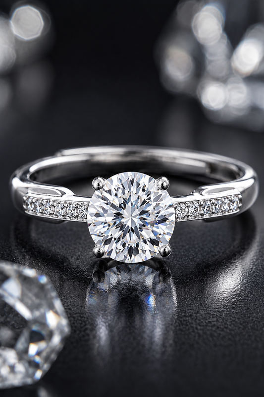 Round Solitaire Adjustable Ring