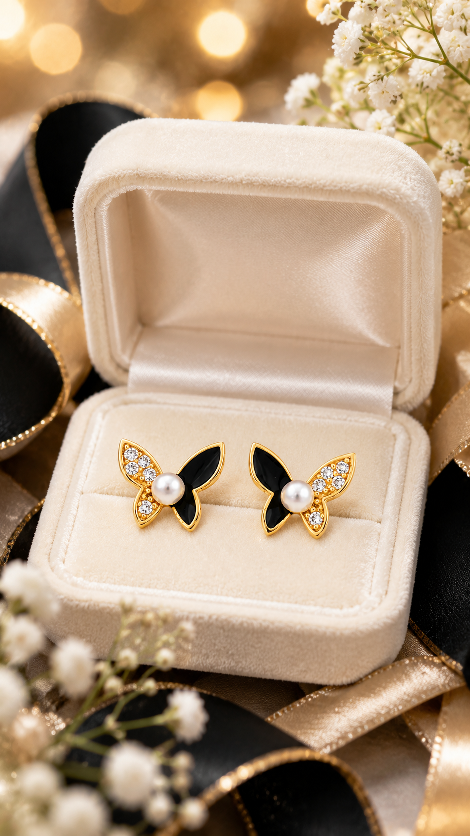 Black & White Butterfly Earrings