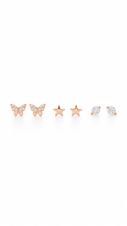 Butterfly, Star & Solitaire Earrings - Aaryahi Silver jewellery product photo