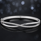 925 Sterling Silver CZ Infinity Crossover Bangle Bracelet for Women