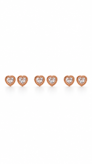 Heart Solitaire Earrings Set – 3 Pairs - Aaryahi Silver jewellery product photo