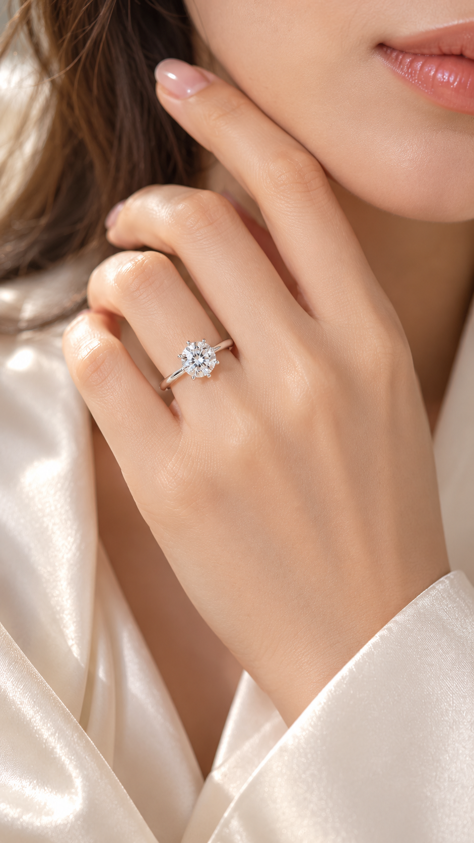 Silver CZ Round Solitaire Adjustable Ring