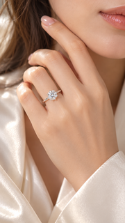 Silver CZ Round Solitaire Adjustable Ring