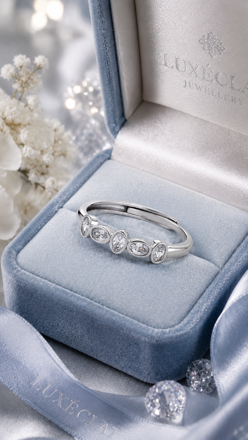 Five Oval-Cut Adjustable Ring