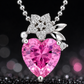 Elegant Silver Pink Heart Floral Pendant Necklace