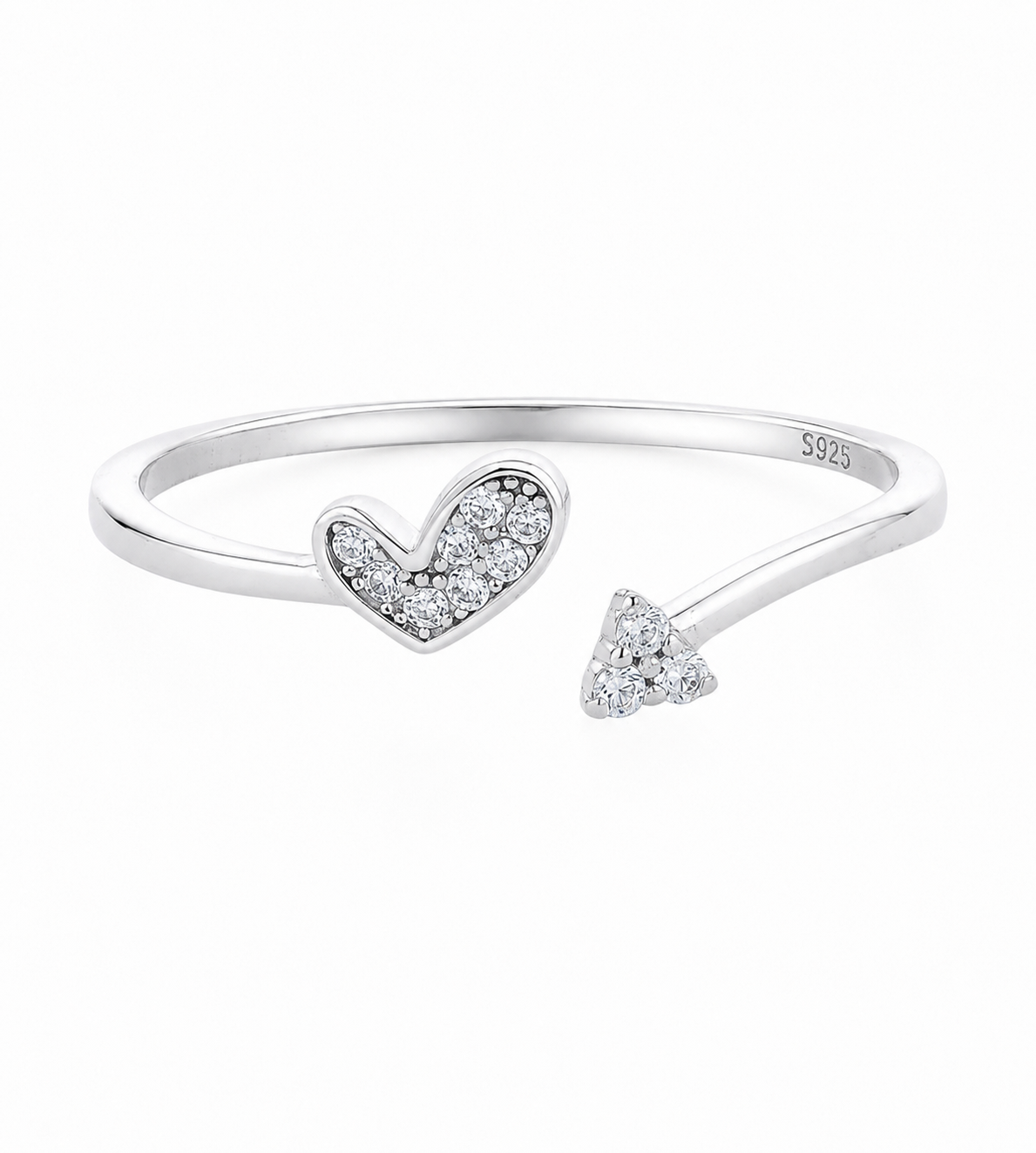 Heart & Butterfly Open Adjustable Ring