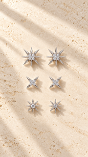 Floral Butterfly, Heart Clover & Ball Stud Earrings Set - Aaryahi Silver jewellery product photo