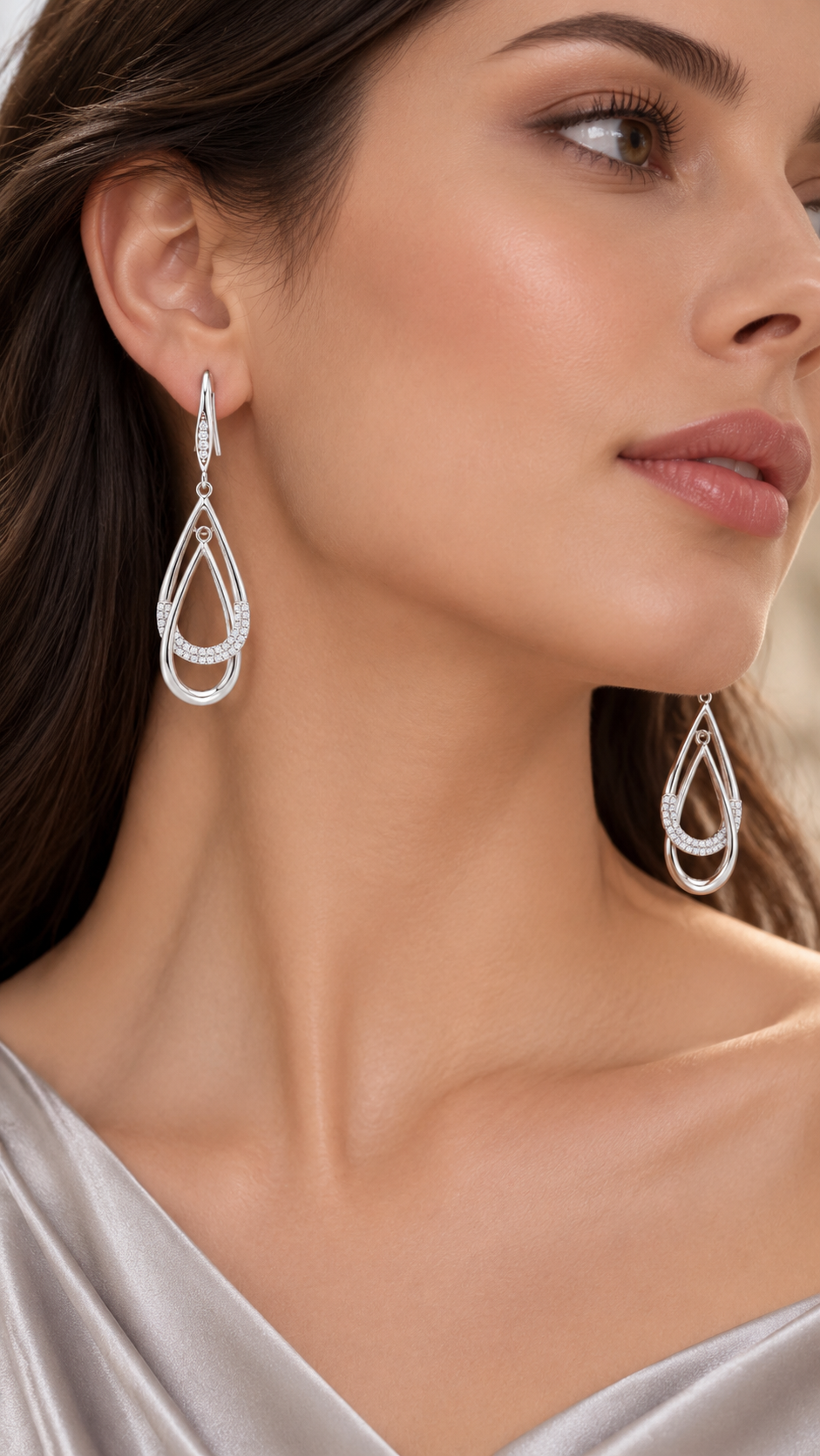 Silver Teardrop Dangle Earrings