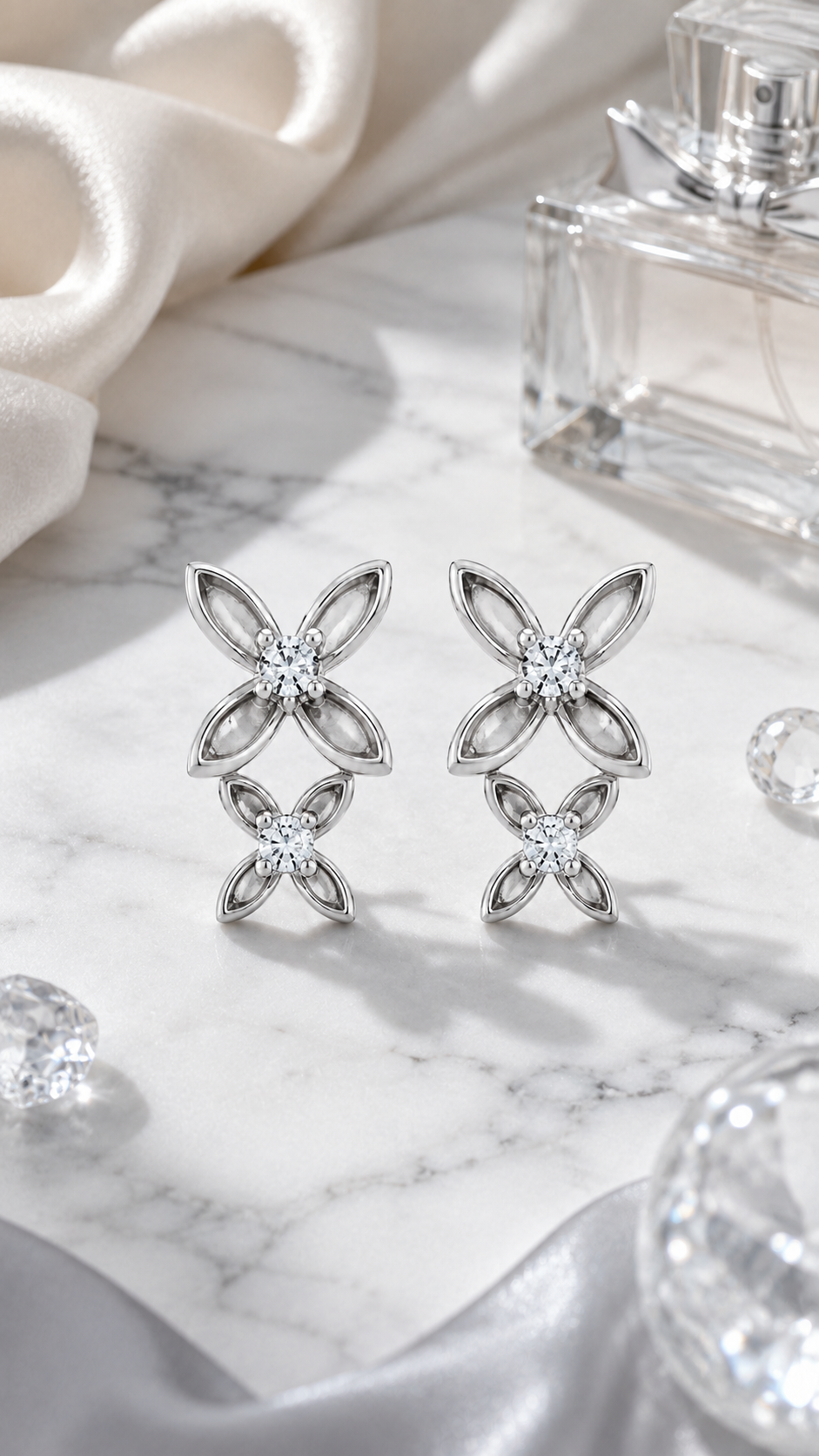 Double Four-Petal Earrings