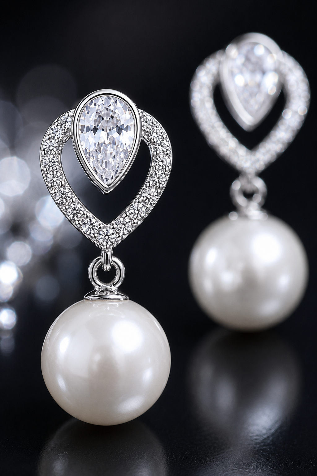 Silver Pear-Cut Earrings