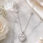 Elegant Silver Heart Halo Pendant Necklace