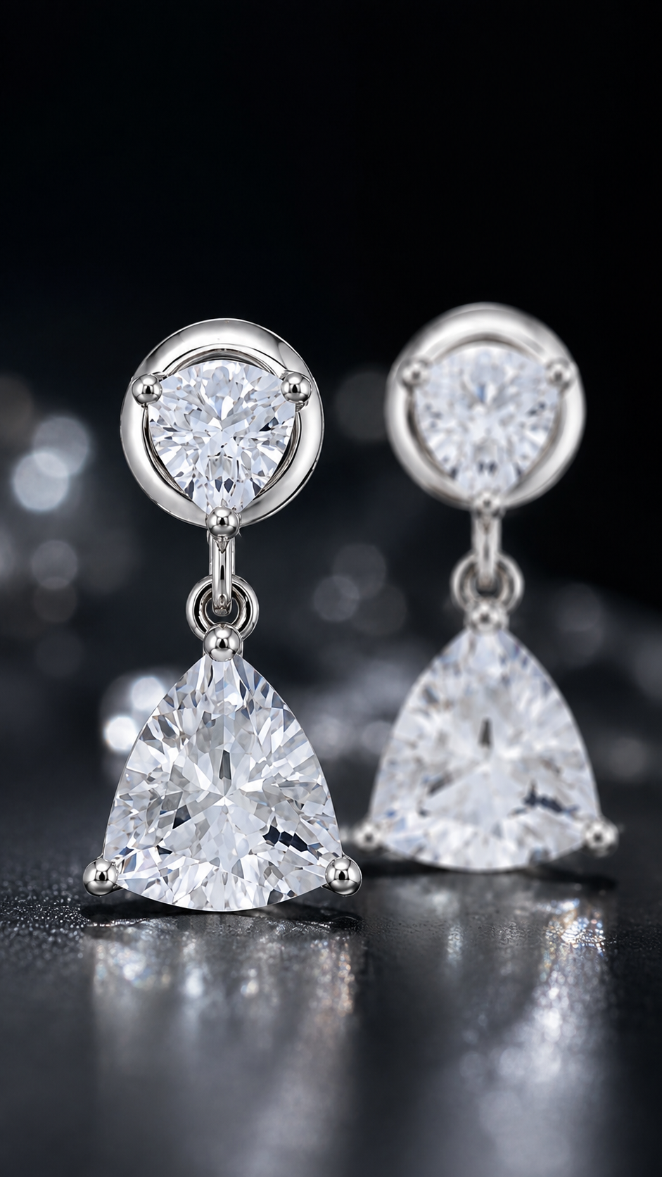 Round & Trillion Cut Earrings