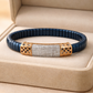 Lumière Lattice Pavé Bracelet in Deep Blue Enamel & Rose Gold