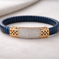 Lumière Lattice Pavé Bracelet in Deep Blue Enamel & Rose Gold