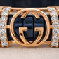 Regalia Crest Signature Bracelet in Deep Blue Enamel, Rose Gold & Diamond Accents