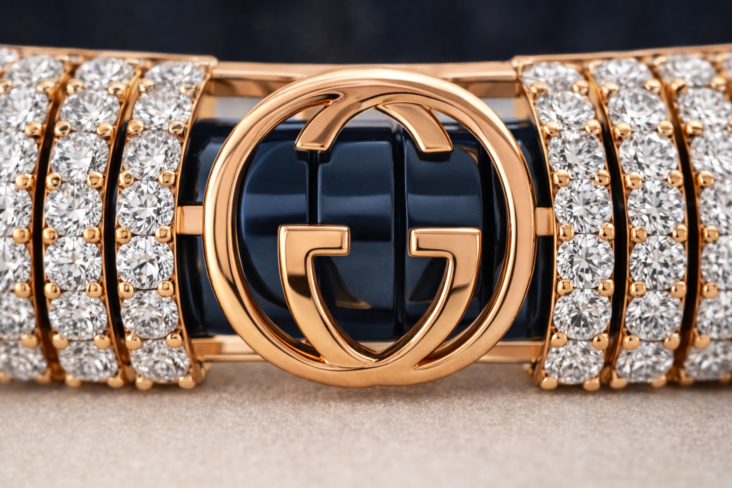 Regalia Crest Signature Bracelet in Deep Blue Enamel, Rose Gold & Diamond Accents