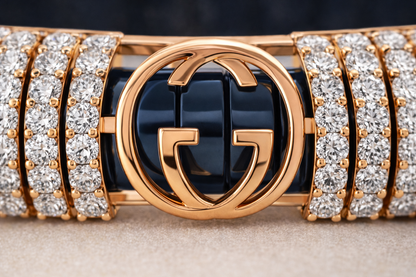 Regalia Crest Signature Bracelet in Deep Blue Enamel, Rose Gold & Diamond Accents