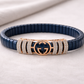 Regalia Crest Signature Bracelet in Deep Blue Enamel, Rose Gold & Diamond Accents