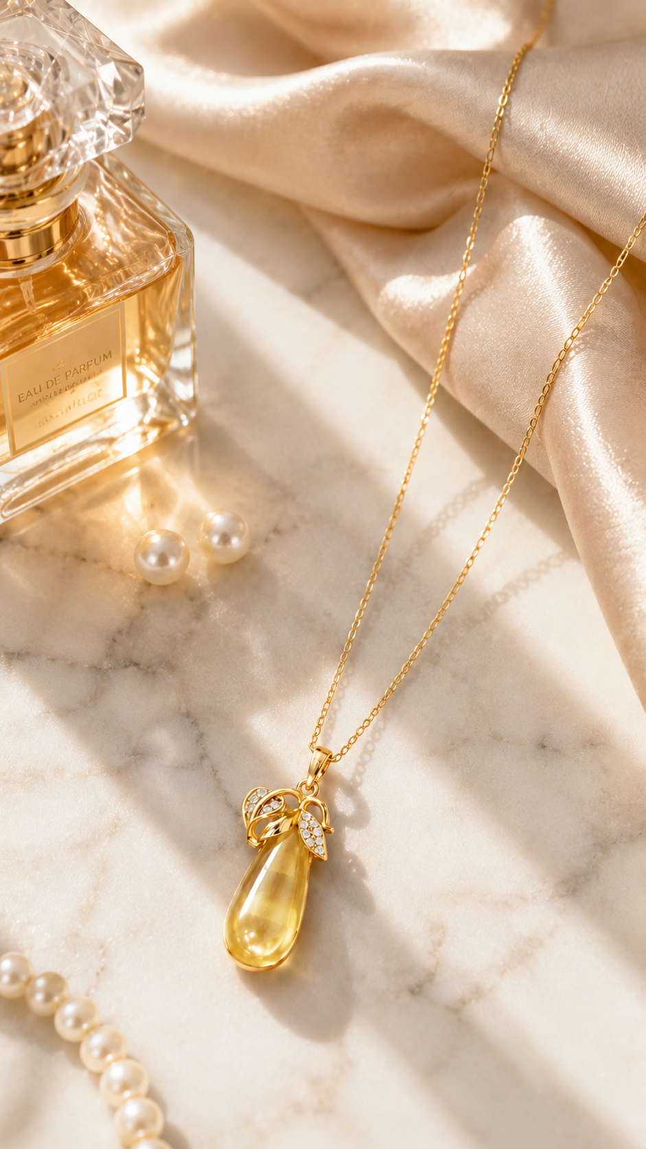 Luxury Yellow Stone CZ Pendant Necklace