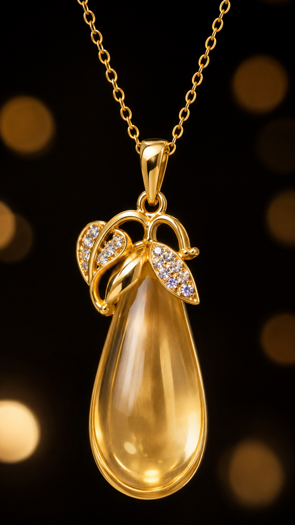 Luxury Yellow Stone CZ Pendant Necklace