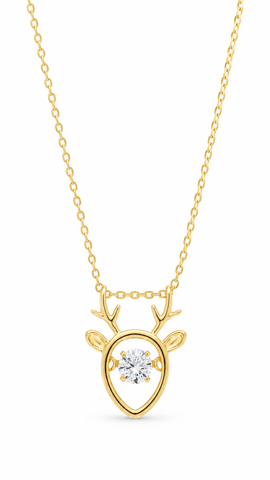 Golden Deer Charm Necklace