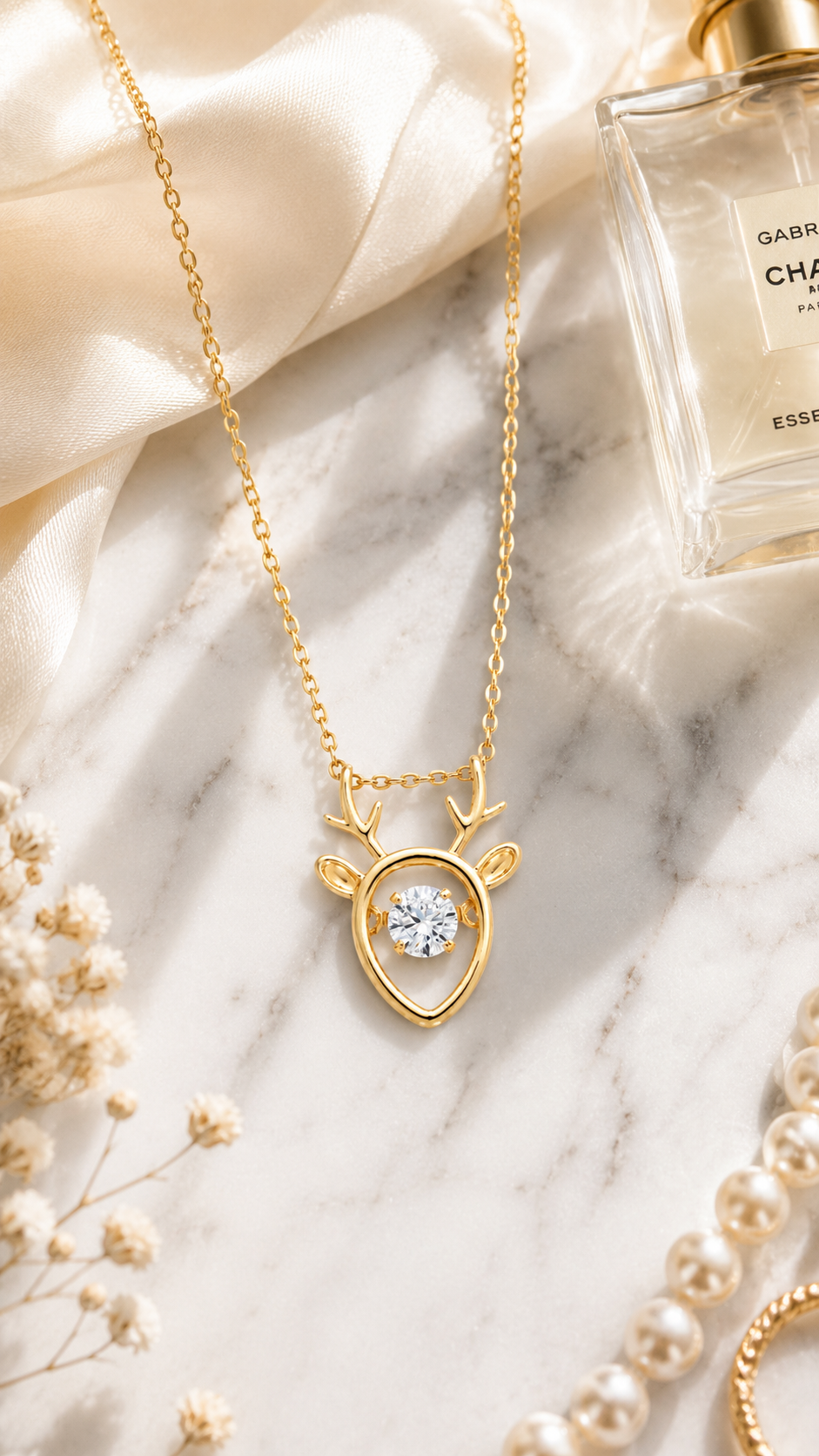 Golden Deer Charm Necklace