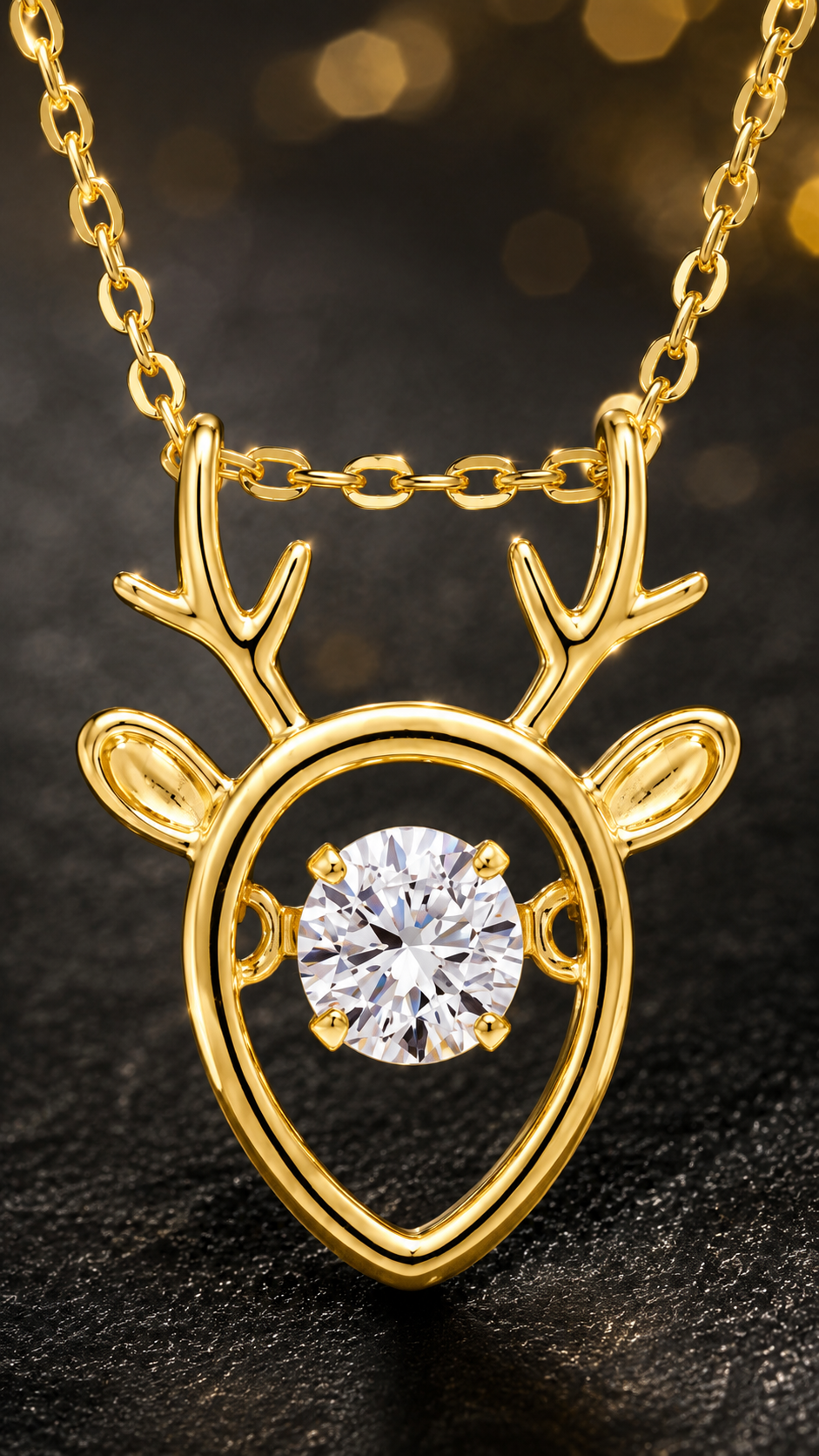 Golden Deer Charm Necklace