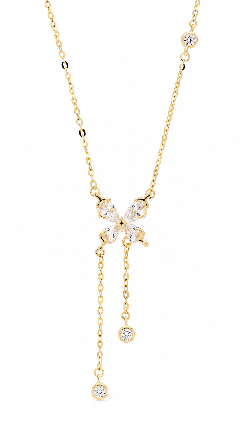 Golden Butterfly Drop Necklace