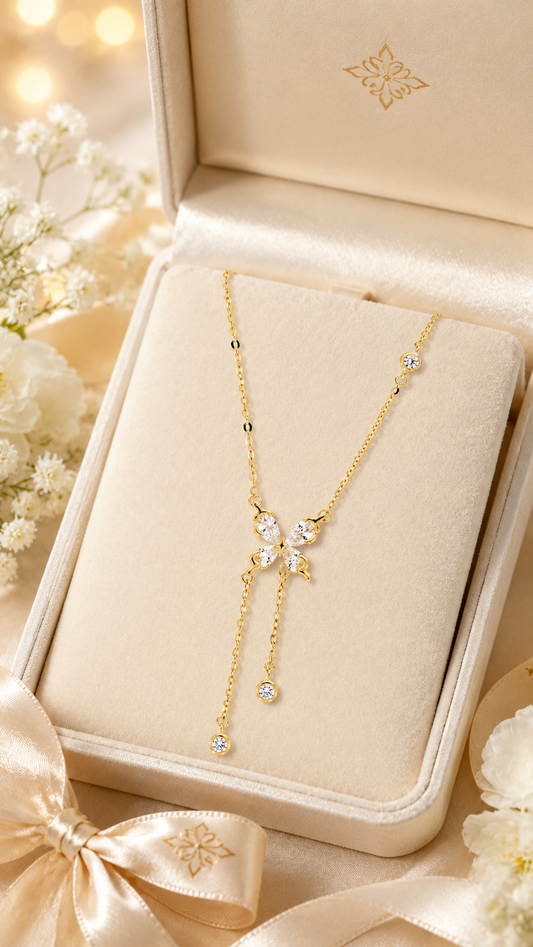 Golden Butterfly Drop Necklace