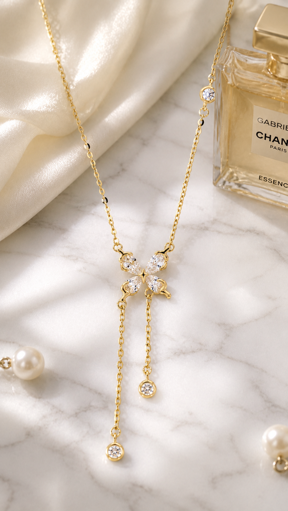 Golden Butterfly Drop Necklace