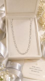Silver Faceted Oval Bead Chain