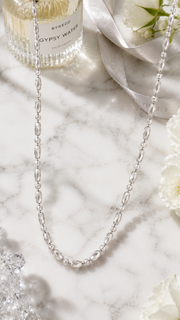 Silver Faceted Oval Bead Chain