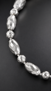 Silver Faceted Oval Bead Chain