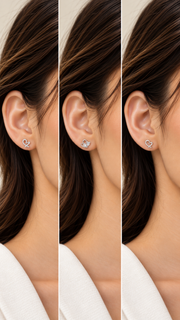 Triple Heart Stud Earrings Set – 3 Pairs - Aaryahi Silver jewellery product photo