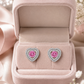 Silver Pink Heart Earrings
