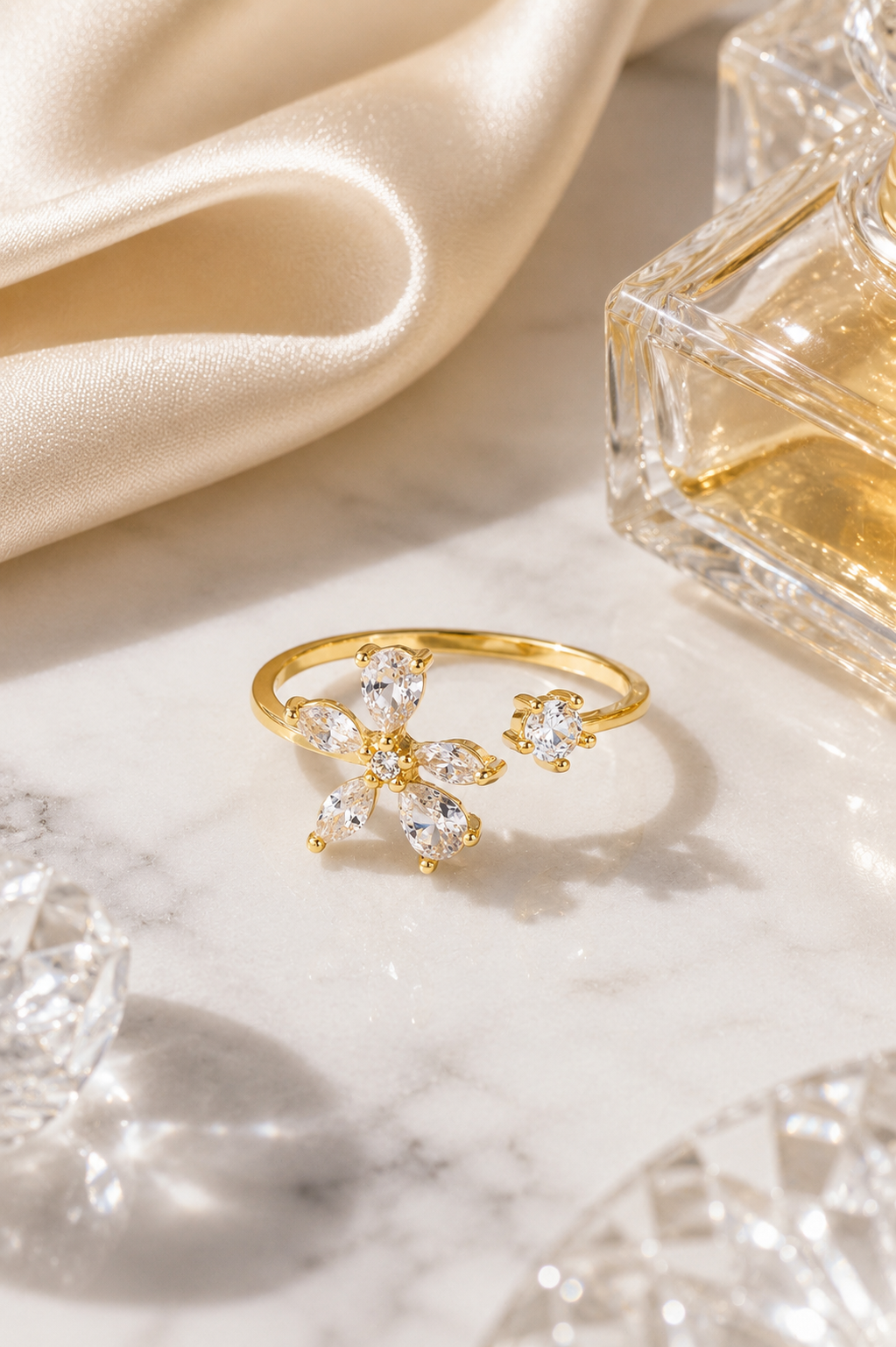 Flower Open Adjustable Ring