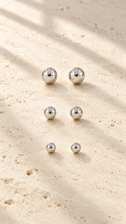 Polished Ball Stud Earrings Set – 3 Sizes - Aaryahi Silver jewellery product photo