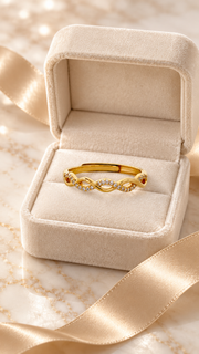 Gold CZ Infinity Twist Ring