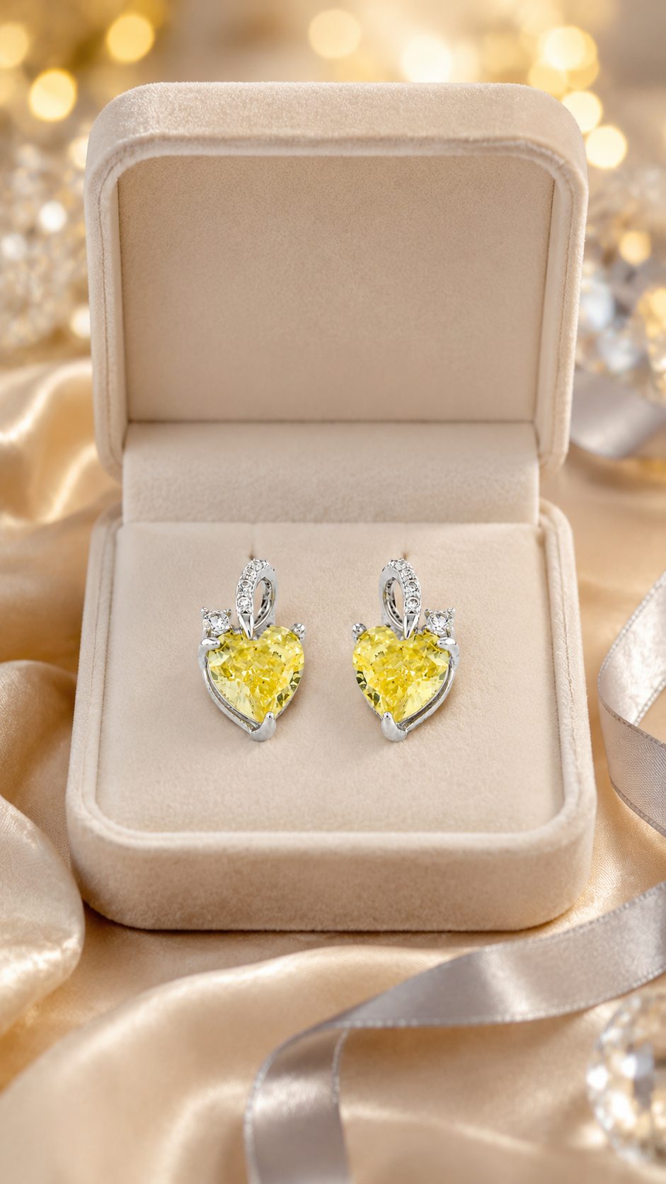 Yellow Heart Earrings
