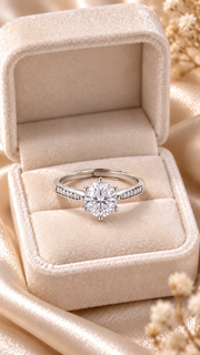 Silver CZ Round Solitaire Pavé Adjustable Ring